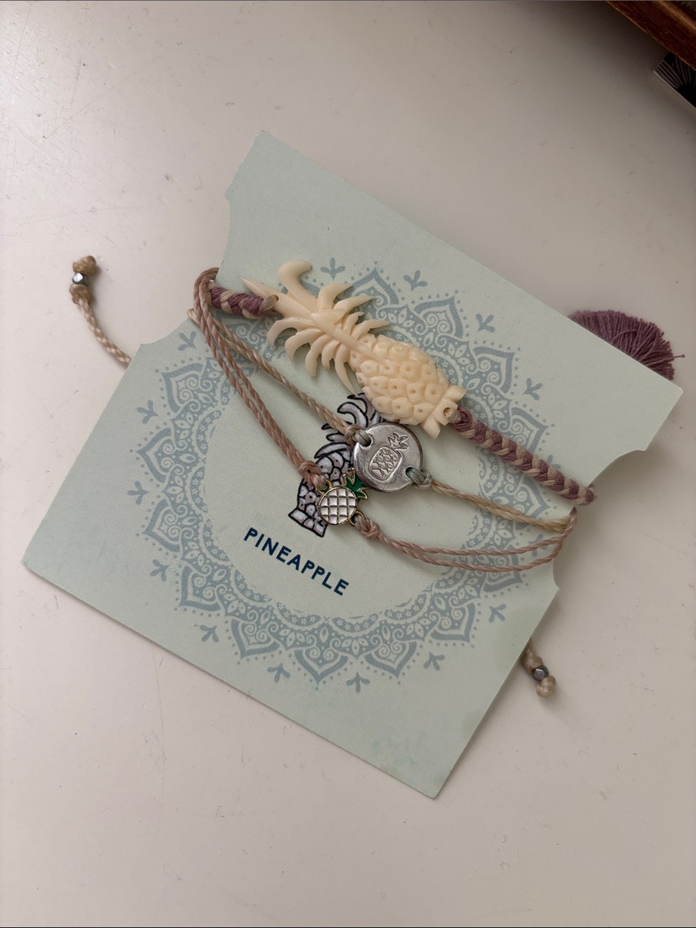 Pura Vida and Wanderer Pineapple Charm Bracelets